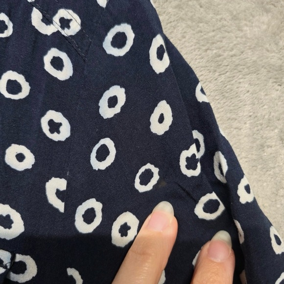 LOFT Blue White Dot Shirt Dress Small Lined Pockets Drawstring Waist - Picture 5 of 15